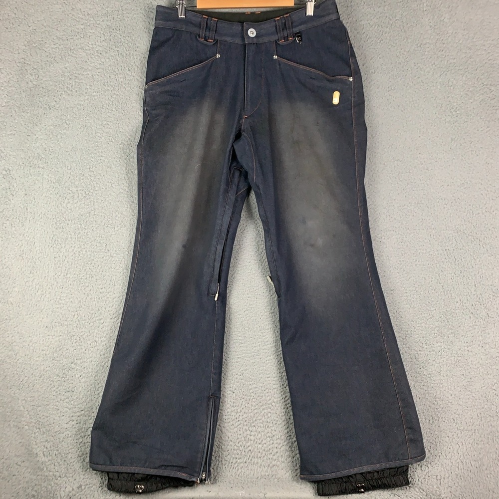 DC Snowboard Pants Mens Medium Blue Ekotex 5000 Series Denim Vented Denier-D Ski
